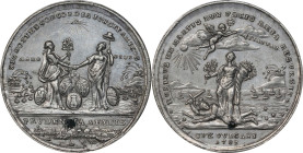 1783 Treaty of Paris Medal. Betts-610. White Metal, with Copper Scavenger. AU Details--Cleaned (PCGS).
43.5 mm. 398.1 grains. Attractive medium pewte...