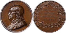1786 Benjamin Franklin Born Boston Medal. Original Dies. Betts-620, Greenslet GM-34, Adams-Bentley 14. Bronze. MS-63 BN (PCGS).
46 mm. Presumably str...