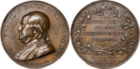 1786 Benjamin Franklin Born Boston Medal. Original Dies. Betts-620, Greenslet GM-34, Adams-Bentley 14. Bronze. AU-58 (PCGS).
45.6 mm. 676.8 grains. P...