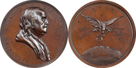 "1783" (post-1808) Benjamin Franklin / Peace of 1783 Medal. Betts-621, Julian CM-7, Greenslet GM-81. Bronze. MS-64 (PCGS).
40.2 mm. 569.7 grains. An ...