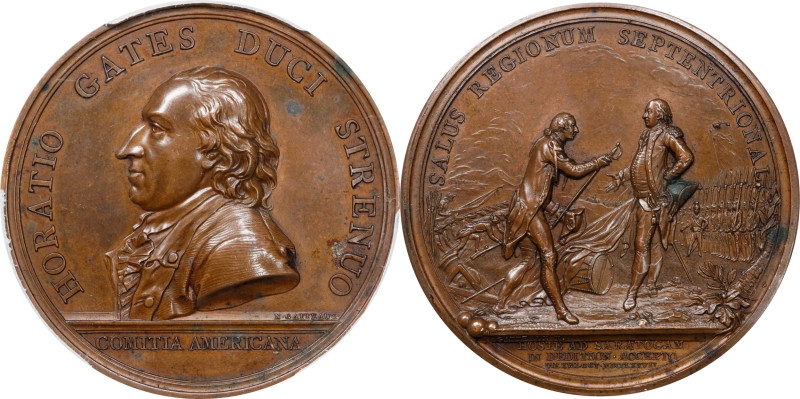 "1777" (ca. 1787) General Horatio Gates at Saratoga Medal. Paris Mint Original. ...