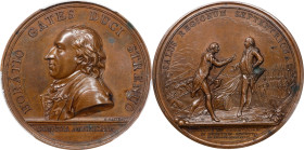 "1777" (ca. 1787) General Horatio Gates at Saratoga Medal. Paris Mint Original. Betts-557, Adams-Bentley 4. Bronze. MS-62 BN (PCGS).
1283.6 grains. P...