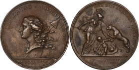 Cast Copy 1781 Libertas Americana Medal. As Betts-615, Adams-Bentley 15. Bronze. Extremely Fine.
47 mm. 46.83 grams. A well executed piece, all major...