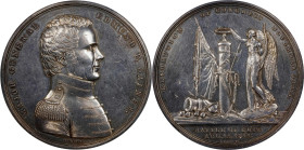"1814" (ca. 1824) Major General Edmund P. Gaines at the Siege of Fort Erie Medal. Original. Julian MI-13. Silver. Unc Details--Cleaned (NGC).
65 mm. ...