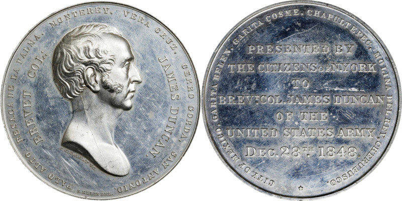 1848 Citizens of New York Mexican-American War Medal to Brevet Colonel James Dun...