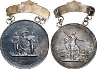 (1851) New York Regiment of Volunteers Medal. Dies by Charles Cushing Wright. Silver. Presented to Private James Topley, Company D. About Uncirculated...