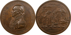1804 Commodore Edward Preble / War with Tripoli Medal. Original Dies. Julian NA-3. Copper, Bronzed. MS-61 BN (NGC).
64.2 mm. Light tan patina shows m...