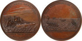 1846 The Mexican War / Loss of the Somers Medal. Julian NA-24. Copper, Bronzed. MS-63 BN (NGC).
58 mm. Beautiful mahogany-brown surfaces exhibit a lo...