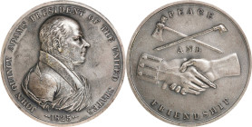 "1825" (ca. 1950) John Quincy Adams Indian Peace Medal. Silver. First Size. Failor-Hayden 106, Julian IP-11 (for type), Prucha-42 (for type). Choice A...
