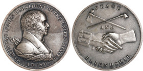 "1837" (ca. 1950) Martin Van Buren Indian Peace Medal. Silver. First Size. Failor-Hayden 108, Julian IP-17 (for type), Prucha-44 (for type). Choice Ab...