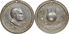 1871 Ulysses S. Grant Indian Peace Medal. Silver. Julian IP-42, Prucha-53. Choice Very Fine.
63.4 mm. 1511.0. grains. Pierced for suspension, as issu...