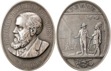 "1889" (ca. 1950) Benjamin Harrison Indian Peace Medal. Silver. Oval. Failor-Hayden 632, Julian IP-47 (for type), Prucha-58 (for type). Choice About U...