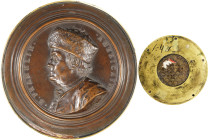 "1777" (early 19th century) B. Franklin Américain Portrait Medallion. Fur Cap without Spectacles. After Jean-Baptiste Nini. Type of Margolis-17. Bronz...