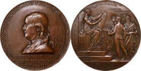 1906 Benjamin Franklin Birth Bicentennial Medal. By Augustus and Louis Saint-Gaudens. Greenslet GM-118. Rarity-4. Bronze. TIFFANY & CO. Edge. About Un...