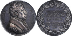 1824 Lafayette Portrait Medal. By François Augustin Caunois. Fuld LA.1824.5, Olivier-35. Silver. MS-63 (PCGS).
46 mm. Deep gray on the obverse with a...