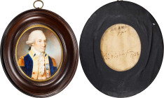(ca. 1789) Miniature Portrait of George Washington, President of the United States, wearing Society of Cincinnati Eagle Badge. After Edward Savage. Ab...