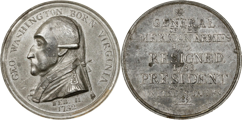 1790 Manly Medal. Original Dies. J. MANLY & c. Removed. Musante GW-10, Baker-61A...