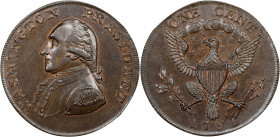 1791 Washington Small Eagle Cent. Musante GW-17, Baker-16, W-10630. Copper. UNITED STATES Edge. MS-65 BN (PCGS).
30.0 mm. 190.0 grains. Beautiful cho...