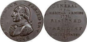 1792 Washington President Pattern. Legend Reverse. Musante GW-35, Baker-59, W-10690. Copper. Plain Edge. AU-50 (PCGS).
29.8 mm. 177.6 grains. Almost ...