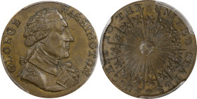 Undated (ca. 1793) Washington Success Medal. Large Size. Musante GW-43, Baker-265, var., W-Unlisted. Third Die. Brass. Plain Edge. AU-58 (PCGS). CAC....
