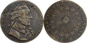 Undated (ca. 1793) Washington Success Medal. Large Size. Musante GW-43, Baker-265, var., W-Unlisted. Third Die. Brass. Plain Edge. EF-40 (PCGS).
24.7...