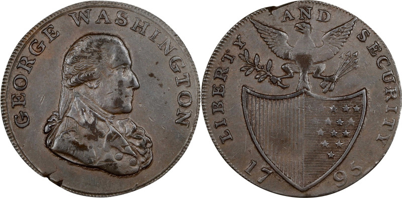 1795 Washington Liberty and Security Halfpenny. Musante GW-48, Baker-31B, W-1101...