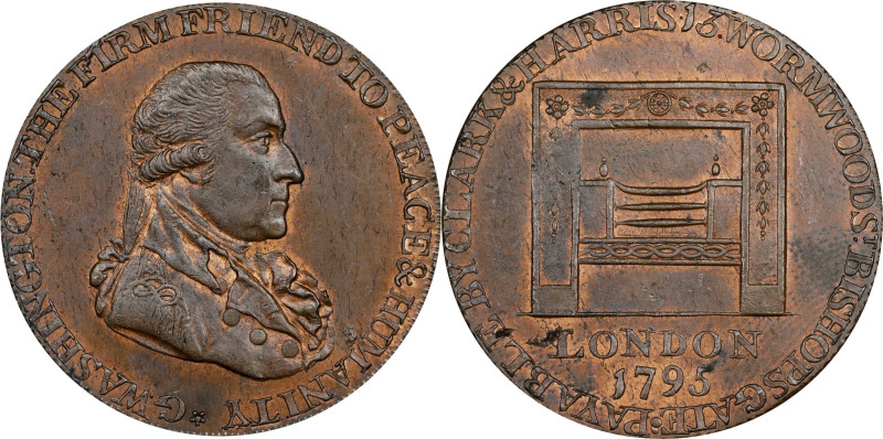 1795 Washington Grate Halfpenny. Musante GW-49, Baker-29B, W-10955. Large Button...