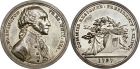 "1797" (ca. 1806-1807) Sansom Medal. Presidency Relinquished. Original. Early Impression. Musante GW-58, Baker-71A, Julian PR-1. Copper, Tinned. MS-62...