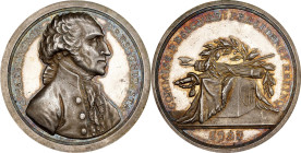 "1797" (ca. 1859) Sansom Medal. U.S. Mint Restrike. Musante GW-59, Baker-72. Silver. Plain Edge. MS-62 (PCGS).
40.5 mm. 523.7 grains. Mostly light si...