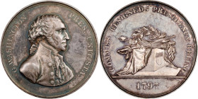 "1797" (ca. 1879) Sansom Medal. Large Format. Musante GW-60, Baker-73. Silver. MS-64 (PCGS).
45.8 mm. 606.5 grains. A lovely silver medal with soft m...
