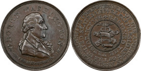 "1799" (ca. 1800) Repub. Ameri. Medal. Second Obverse. Musante GW-62, Baker-69. Copper. AU-55 (PCGS).
32.9 mm. 299.5 grains. Dark brown with traces o...