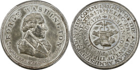 "1799" (ca. 1800) Repub. Ameri. Medal. Second Obverse. Musante GW-62, Baker-69A. White Metal. AU-58 (PCGS).
33.0 mm. 176.5 grains. Deep pewter gray w...