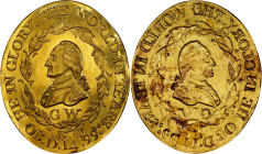 "1799" (ca. 1800) Washington Funeral Medal. Oval, Uniface Shell. Musante GW-75, Baker-169. Gold. MS-63 (PCGS).
29.2 mm, 16.0 grains. An exceptional m...