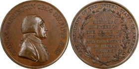 1800 Hero of Freedom Medal. Musante GW-81, Baker-79BA. Copper. MS-65 (PCGS).
38.3 mm. 424.2 grains. Beautiful light mahogany bronze surfaces with the...