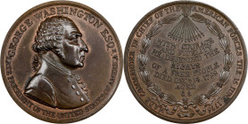 "1799" (ca. 1800) Westwood Medal. First Reverse. Musante GW-82, Baker-81. Bronze. MS-63 (PCGS).
40.5 mm. 603.3 grains. Pleasing olive-brown with remn...