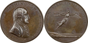 1803 Washington Fame Medal. Musante GW-87, Baker-84. Bronze. Plain Edge. MS-63 BN (PCGS).
38.4 mm. 449.3 grains. An exceptionally attractive example ...