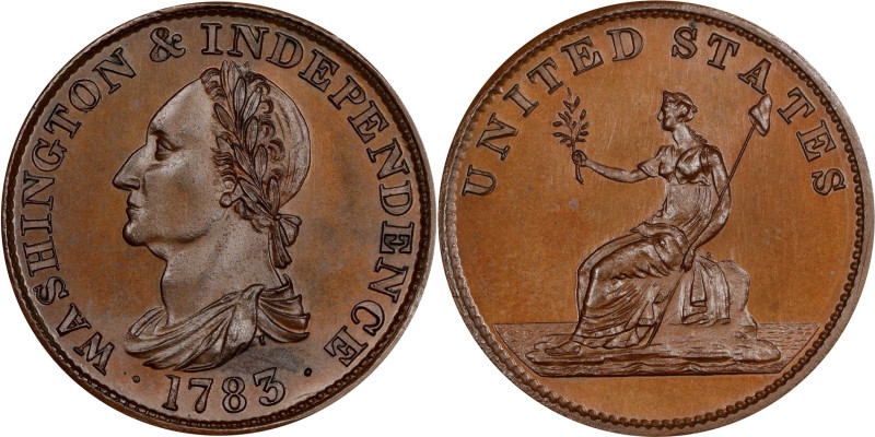 "1783" (ca. 1860) Washington Draped Bust Copper. Reissue by W.S. Taylor. Musante...