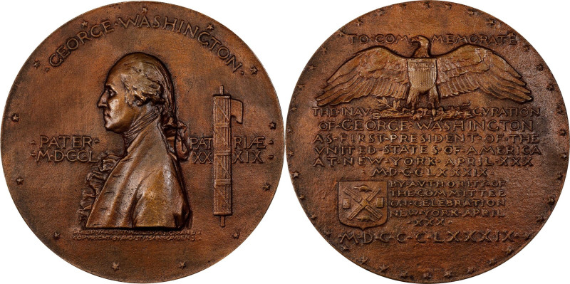 1889 Washington Inaugural Centennial, Committee of the Celebration Medal. By Aug...
