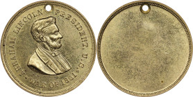 Civil War Identification Tag. Abraham Lincoln. Cunningham 6-090B, King-182, Maier-Stahl 6A. Brass. Unissued. Choice About Uncirculated.
29.7 mm. Pier...