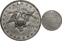 1828 Andrew Jackson Campaign Medal. DeWitt-AJACK 1828-2. White Metal. Extremely Fine, Edge Bruises.
38 mm. Pierced for suspension, as issued. Warm pe...