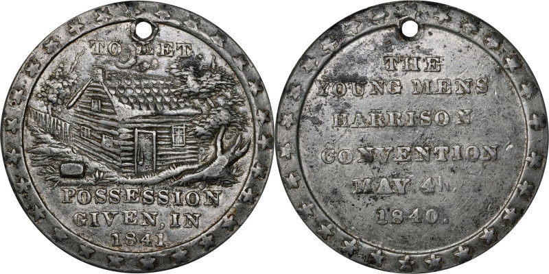 1840 William Henry Harrison Campaign Medal. DeWitt-WHH 1840-1. White Metal. Choi...