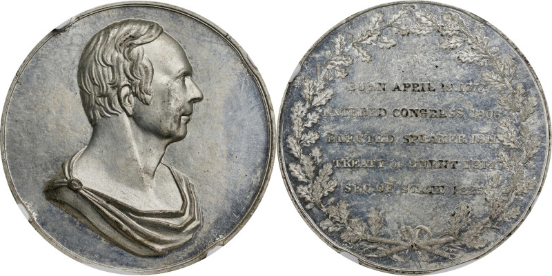 1832 Henry Clay Campaign Medal. DeWitt-HC 1832-1. White Metal. MS-64 (NGC).
40 ...