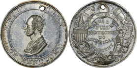 "1836" (ca. 1840?) Henry Clay Campaign Medal. Dewitt HC 1836-1. White Metal. MS-65 (NGC).
36 mm. Holed as issued. A rarity within the Clay series, th...