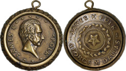 1844 James K. Polk Campaign Medal. DeWitt-JP 1844-7. Brass Shells. Extremely Fine.
24.7 mm. The original integral hanger is intact on this most pleas...
