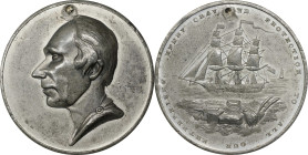 1844 Henry Clay Campaign Medal. DeWitt-HC 1844-3. White Metal. About Uncirculated, Partial Puncture.
50 mm. Perhaps the most elegant reverse in the C...