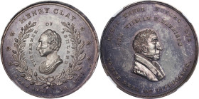 "1777" (ca. 1860) Henry Clay Political Medal. Restrike. Dewitt HC 1844-11. Silver. MS-63 PL (NGC).
38 mm. Said to be one of only three pieces restruc...