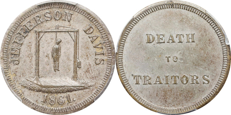 1861 Anti-Confederate Jefferson Davis CSA Presidential Election Medal. DeWitt-C ...