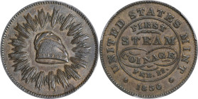 1836 First Steam Coinage Medal. Original Feb. 22 Date. Julian MT-20. Copper. AU Details--Filed Rims (PCGS).
28 mm. This U.S. Mint rarity was struck f...