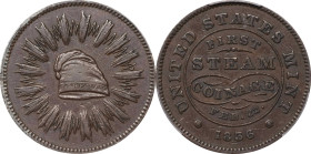 1836 First Steam Coinage Medal. Original Feb. 22 Date. Julian MT-20. Copper. Specimen-40 (PCGS).
28.0 mm. This U.S. Mint rarity was struck as a sampl...