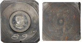 1837 Isaac Pitman Inventory of Phonography Medal Obverse Die. By Tiffany & Co. Iron or Steel. Nearly As Made.
Top of die shank 3.5 inches x 3.75 inch...